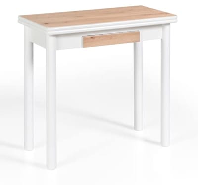 Keukentafel Uittrekbaar - Inklapbare Eettafel - Kleine Ruimtes - Met Opbergruimte - 80 x 40/80 cm - Eiken Wit