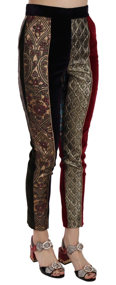 Dolce & Gabbana Vrouwen Multicolor Jacquard Geknipte Taps toelopende Broek