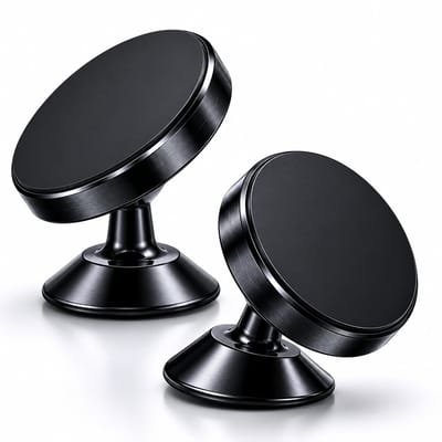 PolkaHome Luxe Magnetische Telefoonhouder Auto Dashboard Set van 2 - 360° Draaibaar - Universele Smartphone Auto Houder - Premium Zinklegering - Zwart