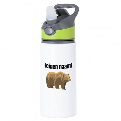 Hacebo® - grote beer met eigen naam waterfles met rietje groen - Beer - beren liefhebbers - iemand die houdt van beren - verjaardag - cadeau - kado - water fles - 650ML