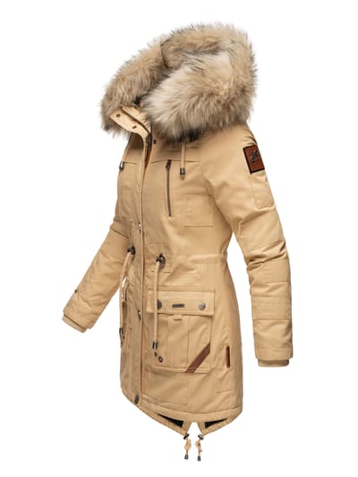 Navahoo Premium Dames Winterjas Honigfee – Warme Parka met Afneembare Kunstbontkraag