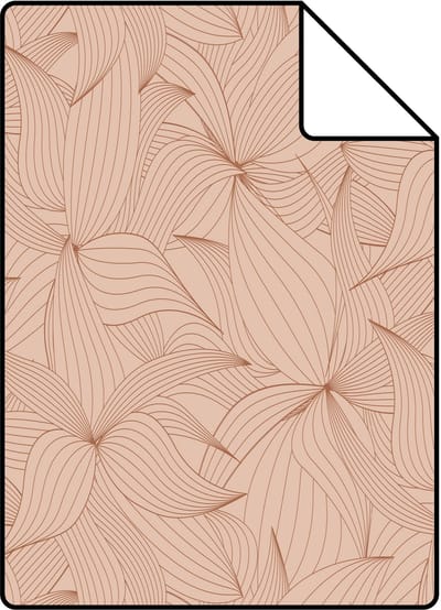 Proefstaal ESTAhome behang getekende bladeren licht terracotta - 26.5 x 21 cm - 139496-S