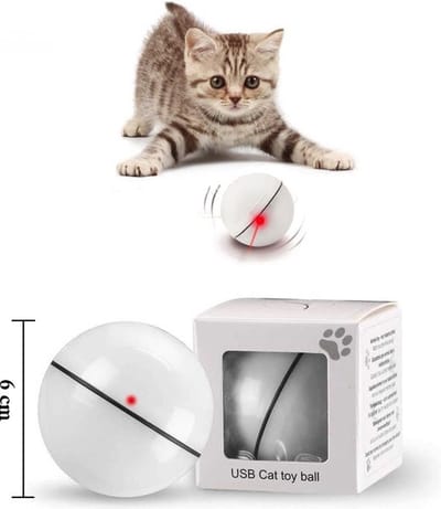 Magic Roller Ball - Kattenspeeltjes – Katten bal  – USB Bal – Zelfrollende Bal - Speeltje Voor De Kitten – Magische bal – Honden Bal – Katten Laser – Kleur: Wit