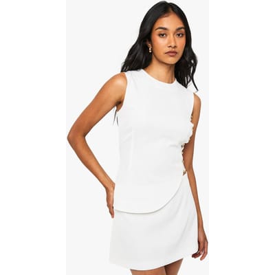 boohoo Dames Studded Asymmetric Tailored Top | Wit | Maat: 36