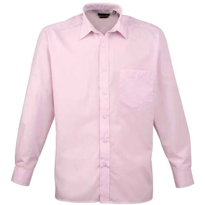 Premier Heren Popeline Overhemd Met Lange Mouwen (Roze)