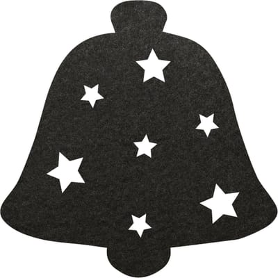 Kerstbel 2 vilt onderzetter - Zwart - 6 stuks - ø 10 cm - Tafeldecoratie - Glas onderzetter - Valentijn - Cadeau - Woondecoratie - Tafelbescherming - Onderzetters voor glazen - Keukenbenodigdheden - Woonaccessoires - Tafelaccessoires