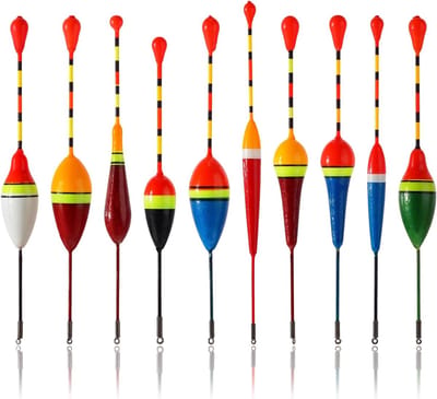 Thijox - 10 Stuks Ovale Visdobbers, Schuim Bobbers, Houten Glijdende Slipdrijvers voor Forel, Meerval en Baars, Vissersaccessoires voor Optimaal Visse