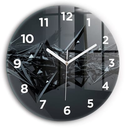 Wallfluent Wandklok - Zwarte abstractie Decoratieve Wandklok - 60 cm x 60 cm - Zwart Wandklok - Witte Handen - Wandklok Met Cijfers - Wandklok voor in de Keuken - Ronde Glazen Wandklok - Minimalistisch Wandklok - Decoratieve Wandklok