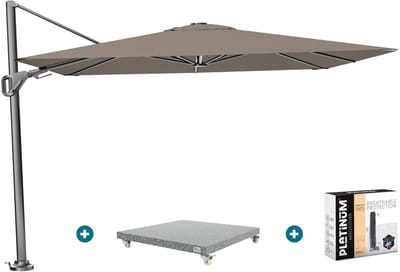 Platinum Nexus T2 zweefparasol 3x3 m. - Havanna taupe - met Madrid voet en hoes