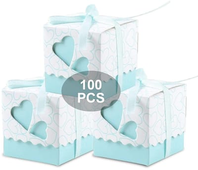 Dailygoods- Gekleurde Dozen 100 Stuks - Papier - Gastgeschenken - Decoratie - Bruiloft - Doop - Verjaardag - Incl. Linten - Snoepdozen