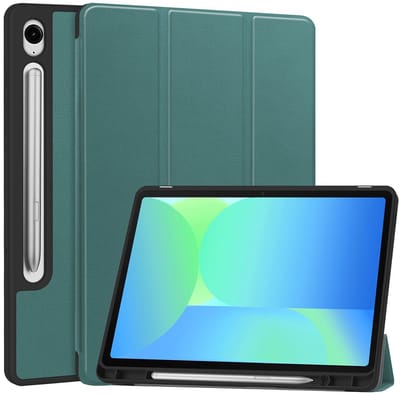 Hoesje - Geschikt voor Samsung Galaxy Tab S10 FE - Dun & Stevig - Hard Cover Case - Trifold Bookcase Hoes - Met Uitsparing Geschikt voor S Pen - Hardcover Book - Tablethoes - Donkergroen