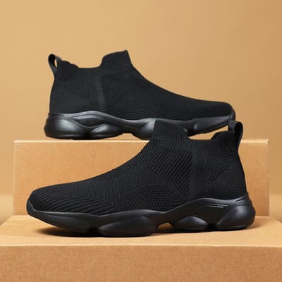 Wandelschoenen Heren Hoge top Comfortabel Trendy Buitensporten Lichtgewicht Zomer Mesh Ademend Nieuwe Grote Maat Sneakers Man 42 black