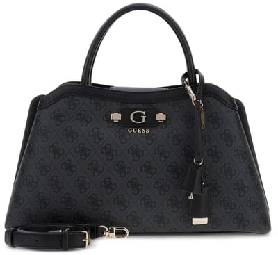 GUESS schoudertas handtas Lindsey Girlfriend Satchel Coal Logo donkergrijs