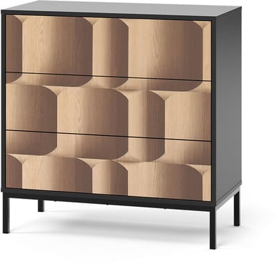 Vicco Eliza Ladekast – 80 x 81.2 cm met 3 laden Zwart/eiken