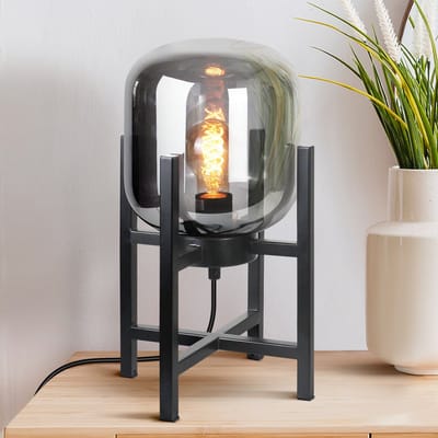 LumenXL - Tafellamp Duuk - Smoke glas - Zwart frame - Industrieel