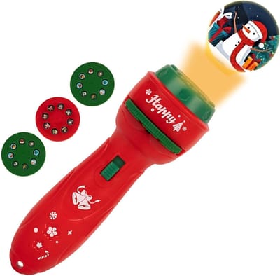 Algemene kerstzaklampprojector, 24 verschillende sneeuwpoppen, kerstprojectiespeelgoed, oplaadbare ledlamp, rood