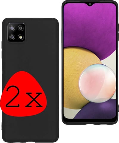 Hoesje 2 Stuks - Geschikt voor Samsung Galaxy A22 4G - Sterk & Shockproof - Case Siliconen - Back Cover - Telefoon Hoes - Zwart