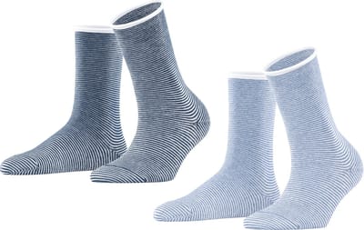 Esprit Allover Stripe 2-Pack gedessineerd katoen multipack sokken dames blauw - maat 35-38