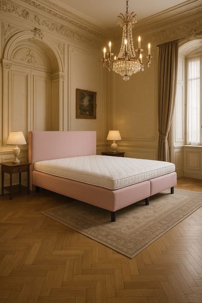 Boxspring Vendita vlak 120x200 cm Luxe Pocketvering Stof roze Gratis 2x Hoofdkussens