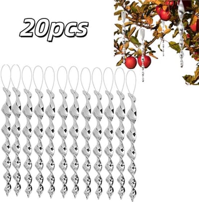 20 stuks - Spiraalvormige reflecterende vogelafweerpaal - Windaangedreven draaibare ophanging - Vogelafschrikpaal - Decoratief ornament - 30 cm - Voor huis, terras en tuin - Vogelafweer en -bescherming - Originele kleur