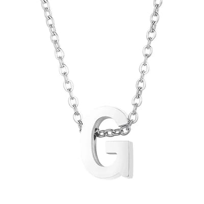 Aramat Jewels | Halskettingen | Stalen Initiaal Letterketting Vrouw – 45cm Zilverkleurig Gepersonaliseerd | G | |1,5mm | Staal | Volwassenen | Verkleurd niet