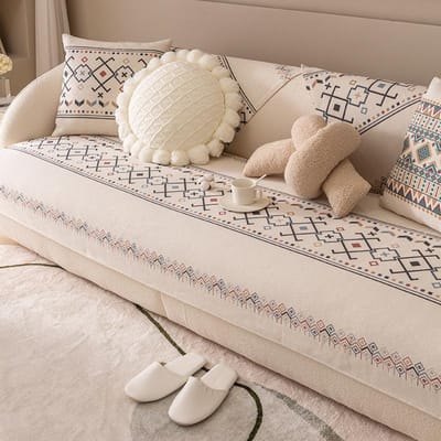 Katoen en Linnen Nordic Licht Luxe Bankkussen Bankhanddoek Hoes Stof Hoes Hoes Leer Antislip Vier Seizoenen Universeel Kussen Eenvoudig 65*70cm