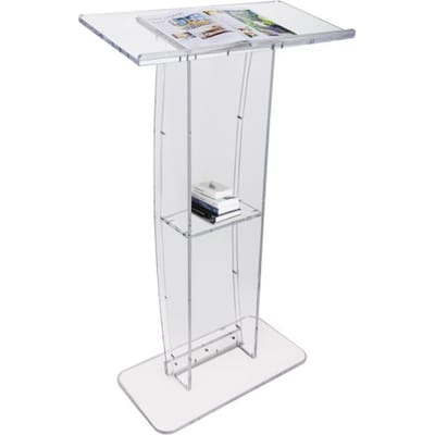 VEVOR Acryl Podium Staande Lessenaar, 119,8 cm Helder Acryl Podiumstandaard met Breed Leesoppervlak & Opbergvak, Staand Bureau voor Kantoor, School, Draagvermogen 15 kg Podiumstandaard Transparant