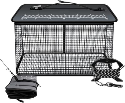 Drijvende Vis Mand - Opvouwbare Kooi - Vangstopslag Vis - Geurwerend Rubber Gaas - 47 Liter - Grijs