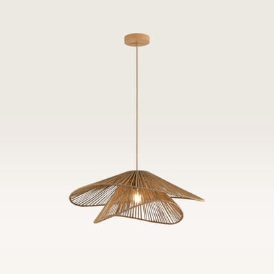 Lusenz - Papieren hanglamp eettafel - Bruin - Gevlochten papier - E27 Fitting - Dimbaar - Hoogte verstelbaar - Voor woonkamer, gang, slaapkamer, zolder en hal - Plafondlamp - Klassiek, Moderne lamp - Japandi