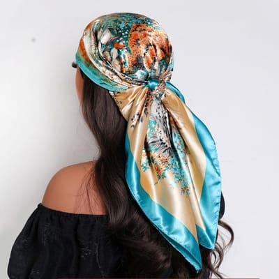 Dames Luxe Zijde Satijn Vierkante Sjaal Hijab Bandana Moslim Hoofddoeken Sjaal Wikkel Dames Hoofdband Neckerchief Foulard 90Cm black