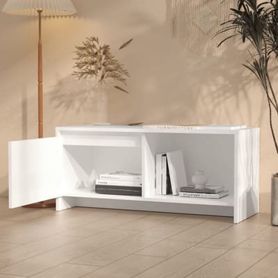 vidaXL - Tv-meubel - 90x35x40 - cm - bewerkt - hout - wit