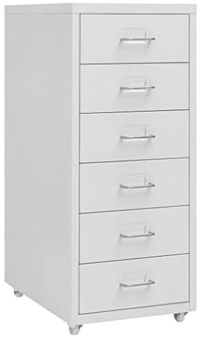 Mobiele ladeblok 28x41x69 cm - Metalen kast met 6 lades en wielen