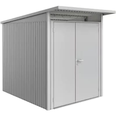 Biohort Metalen Tuinhuis Avantgarde - Zilver Metallic - 180x222cm - Dubbele Deur - Met Lessenaarsdak