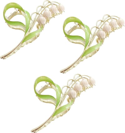 3x Grote Roze Lelietje-van-Dalen Haarclips - Metalen Klauwclip voor Dames