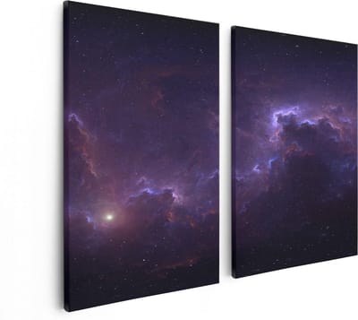 Artaza Canvas Schilderij Tweeluik Ruimte - Heelal - 80x60 - Foto Op Canvas - Canvas Print