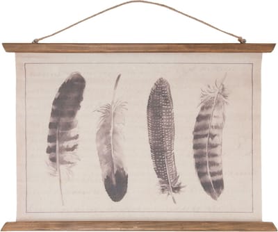 Wandkaart veren  | 69*2*50 cm | Bruin | Linnen | Rechthoekig | Veren | Clayre & Eef | 5WK0008