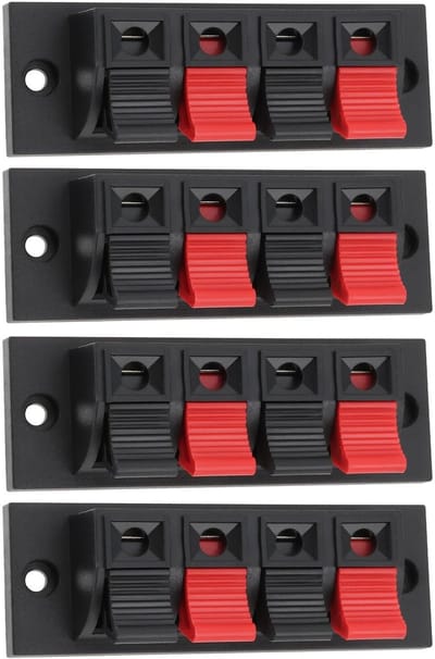 Dailygoody - Speaker Terminal - Push Release - Zwart en Rood - 4 Positie - Geschikt voor Luidspreker Kabel Aansluiting - 68mmx23mm