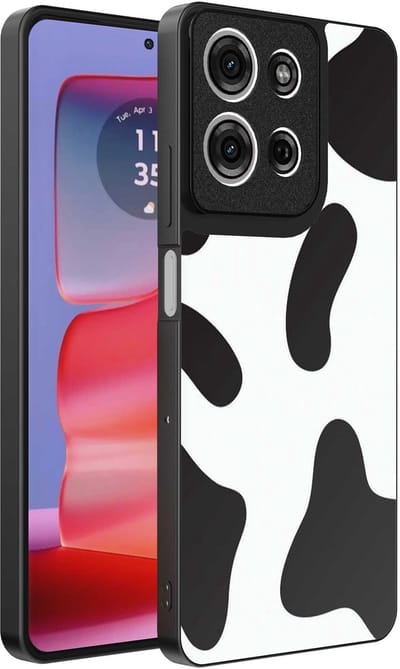 Geschikt voor Motorola Edge 50 Pro Telefoonhoesje met Koeienvlekken Opdruk - TPU Backcover Case With Cow Patches Design - Smartphonica geschikt voor Motorola Edge 50 Pro