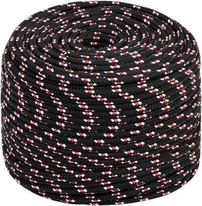 Boot Touw - Meertouw Kabel - Vastleggen Boot - Sterk Polypropyleen - 6mm 250m - Zwart Rood