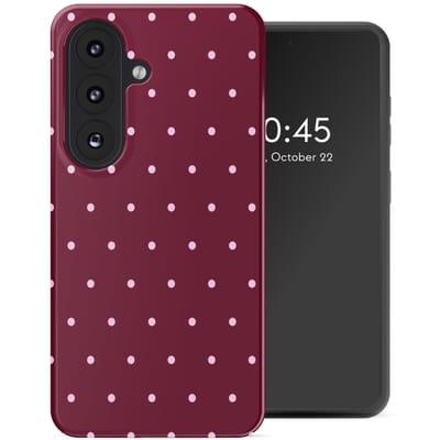 Selencia Hoesje - Geschikt voor Samsung Galaxy S26 - Backcover - Happy Dots Burgundy
