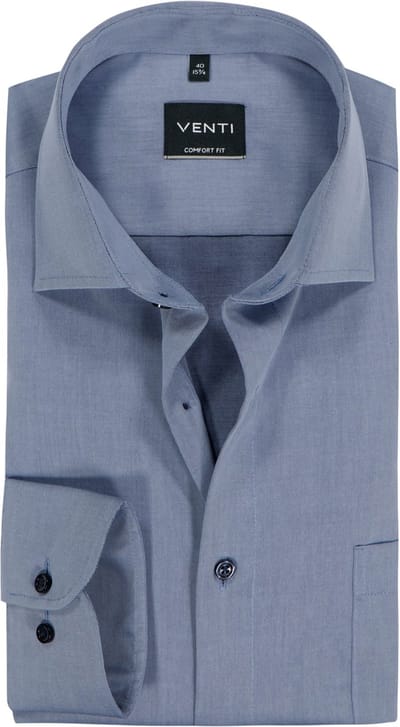 VENTI CASA MODA comfort fit overhemd - mouwlengte 7 - structuur - lichtblauw - Strijkvrij - Boordmaat: 40