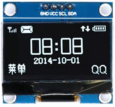 OLED 1.3 inch I2C display 128x64 4 pin wit op zwart geschikt voor Arduino en microcontrollers
