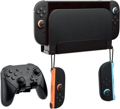 Robuuste metalen wandhouder voor Nintendo Switch 2 met 2 Joy-Con haken en ventilatiegaten, ideaal voor gamingaccessoires en ruimtebesparing