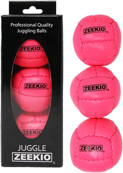 Jongleerballen Set - Behendigheidsballen - Balanceren Oefenen - Duurzaam Leer Materiaal - 3 Stuks - Roze