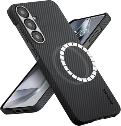 PITAKA MagEZ 6 Hoesje Geschikt voor Samsung Galaxy S25 - Compatibel met MagSafe / Qi2 - Back Cover 600D Aramidevezels - Ultra Dun - Zwart