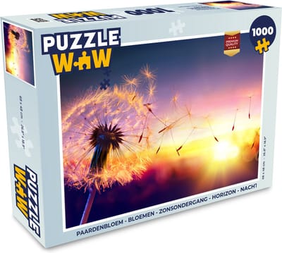 Puzzel Paardenbloem - Bloemen - Zonsondergang - Horizon - Nacht - Legpuzzel - Puzzel 1000 stukjes volwassenen