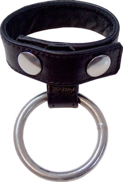 Cockstrap with penisring 35 mm leer - metaal