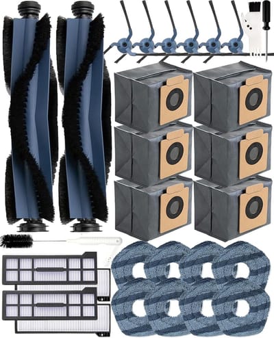29-delige accessoireset voor Eufy X10 Pro Omni robotstofzuiger, 2 rolborstels, 6 zijborstels, 6 stofzakken (actieve kool), 4 HEPA-filters, 8 reinigingsdoeken, 2 reinigingsborstels, 1