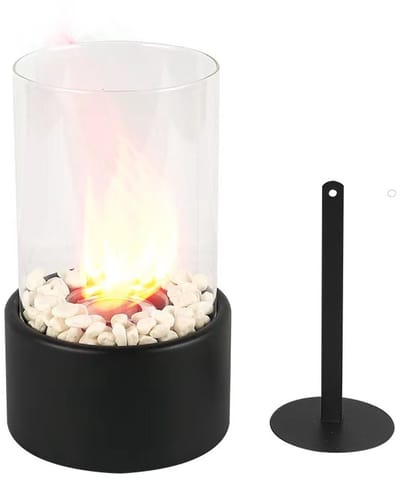 Alcoholhaard - Draagbare open haard - Veilig verwarmen - 12*22 cm - Tafelbrander - Verwarmingsfornuis - Rond - Vlamloze vuurkorf - Compact en draagbaar - Geschikt voor barbecues in de achtertuin - Camping - Terrasverwarming - Sfeerverlichting - Zwart