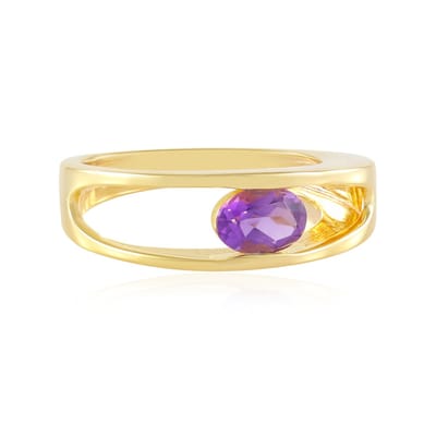 Cavill - Zilveren Ring Verguld - 0,612 ct Ovale Marokkaanse Amethist Paars - 925 Sterling Zilver Damesring Elegant Tijdloos 22x20 mm